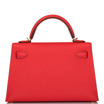 Hermes Kelly Sellier 20 Rouge de Coeur Epsom Gold Hardware