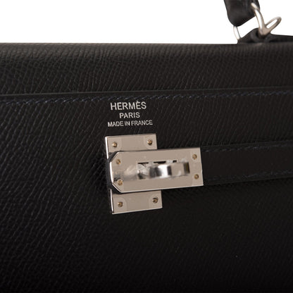 Hermes Kelly Sellier 25 Black Epsom Palladium Hardware