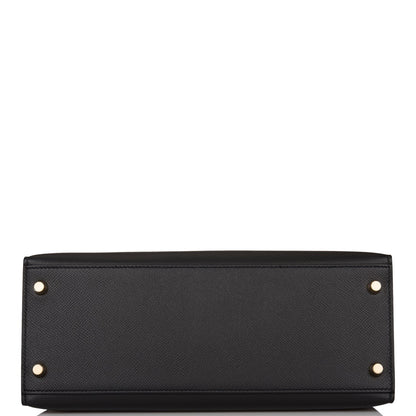 Hermes Kelly Sellier 28 Black Epsom Gold Hardware