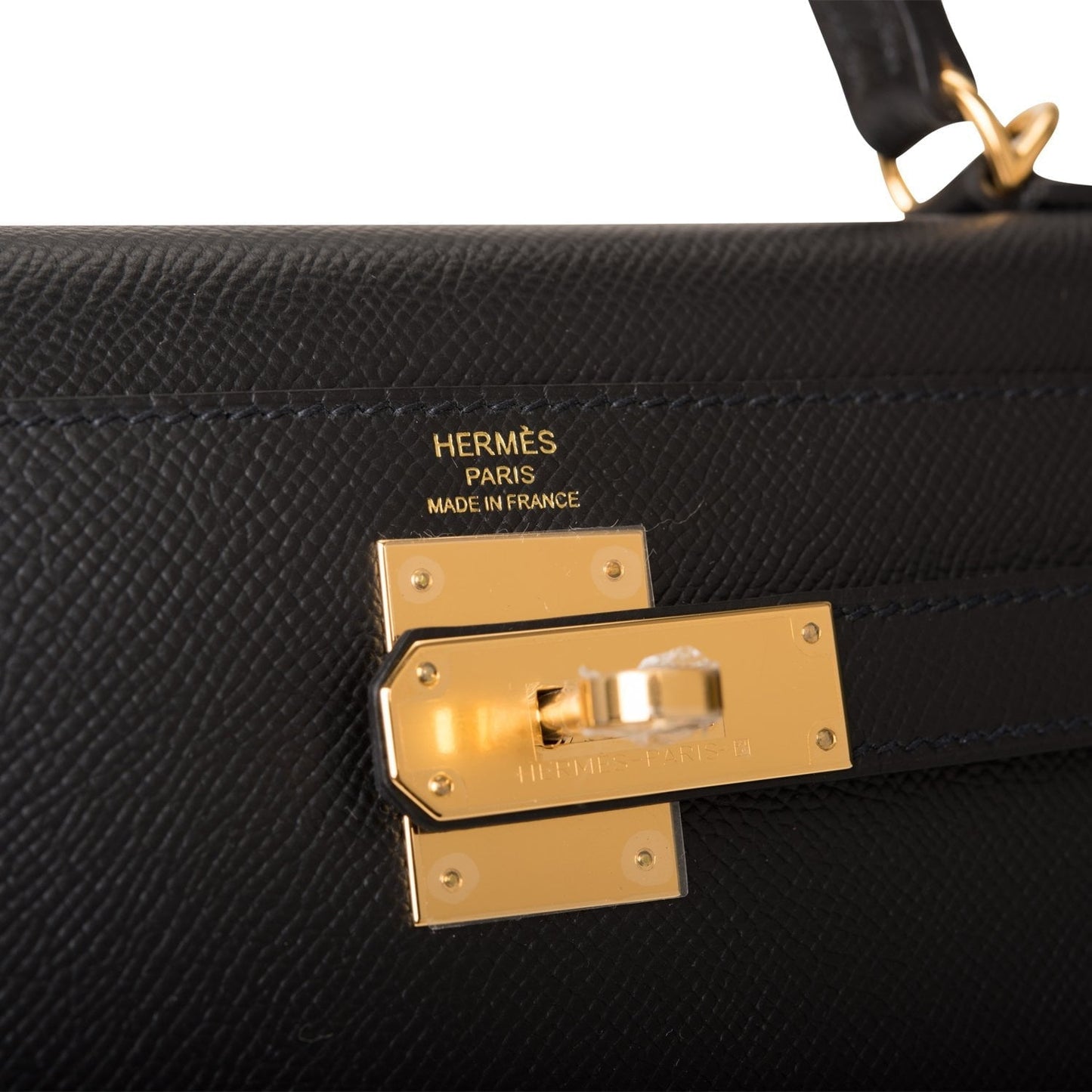 Hermes Kelly Sellier 28 Black Epsom Gold Hardware