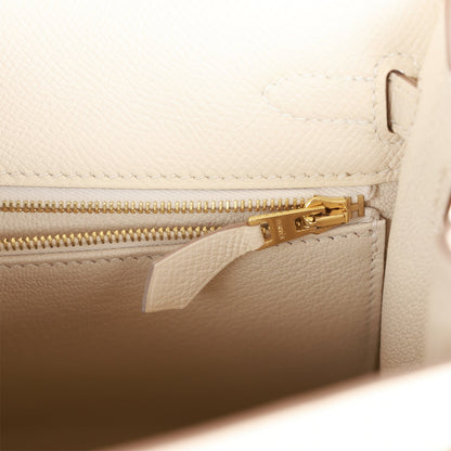 Hermes Kelly Sellier 25 Craie Epsom Gold Hardware