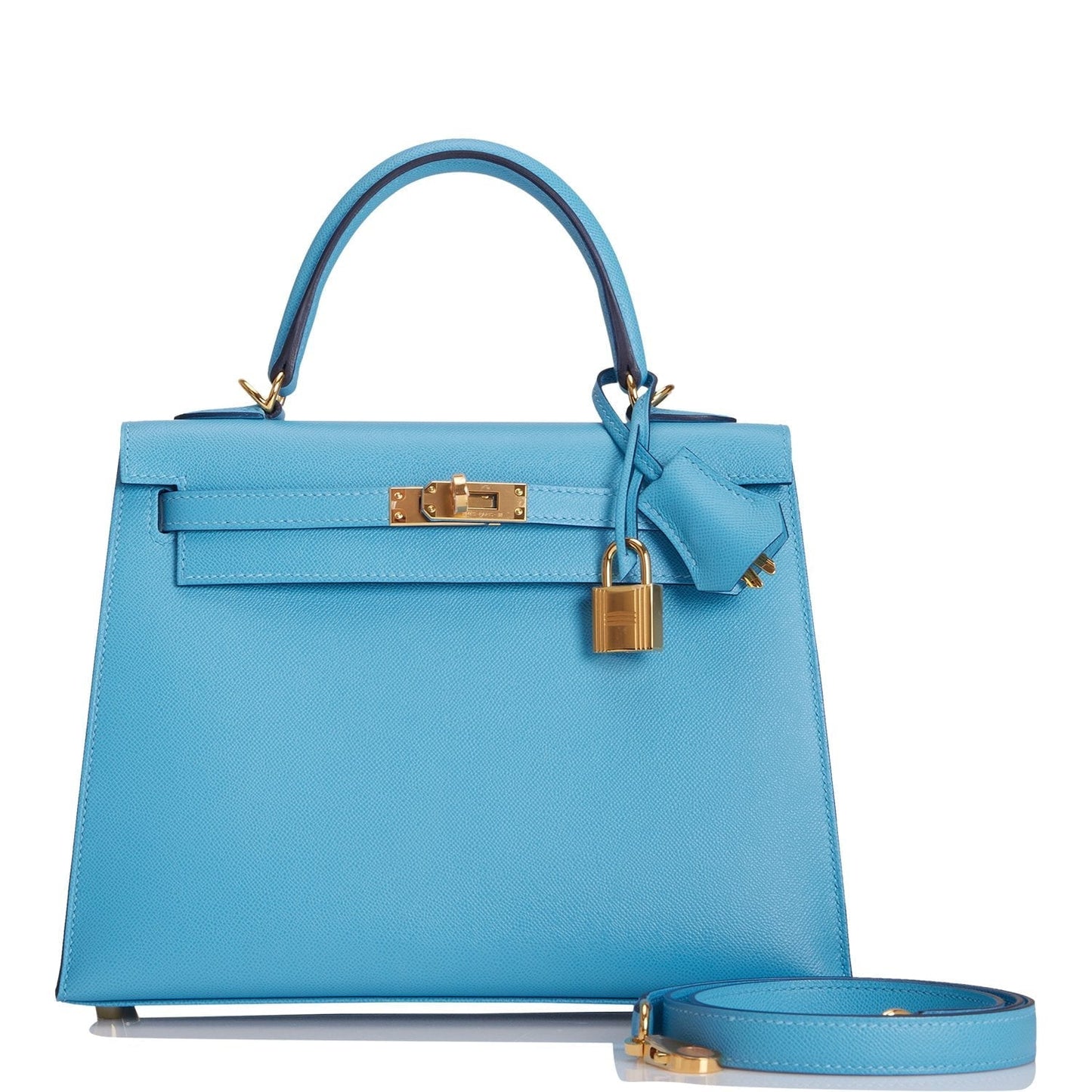 Hermes Kelly Sellier 25 Bleu du Nord Epsom Gold Hardware