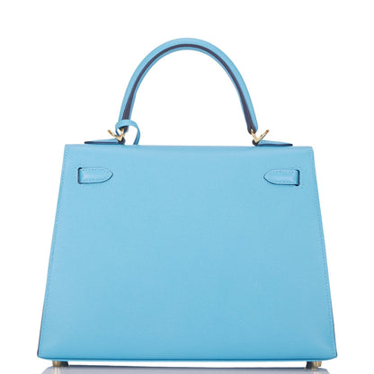 Hermes Kelly Sellier 25 Bleu du Nord Epsom Gold Hardware