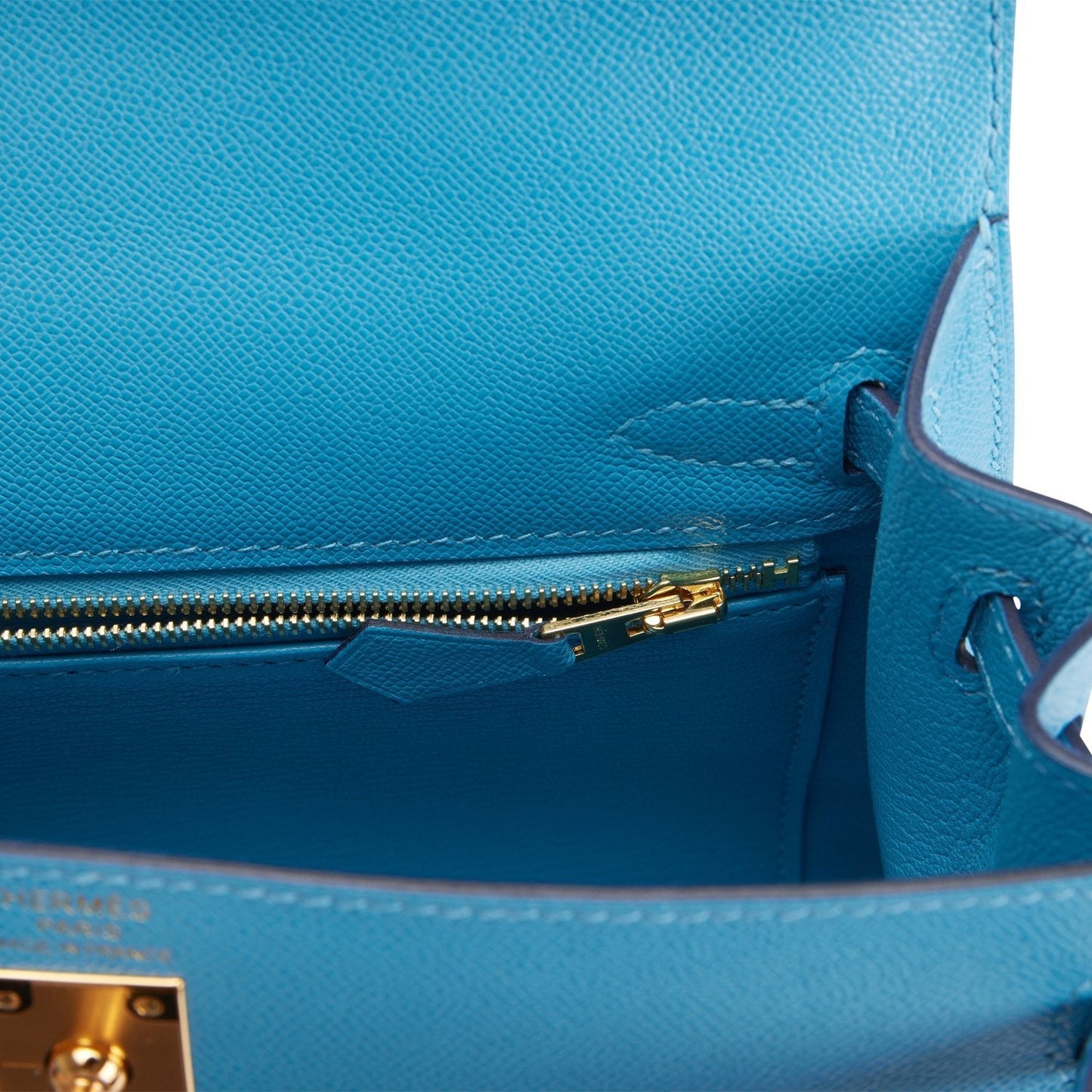 Hermes Kelly Sellier 25 Bleu du Nord Epsom Gold Hardware