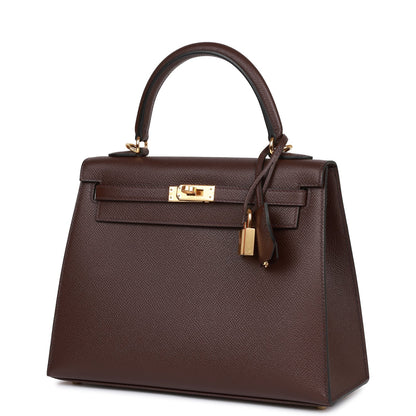 Hermes Kelly Sellier 25 Rouge Sellier Epsom Gold Hardware