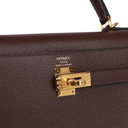 Hermes Kelly Sellier 25 Rouge Sellier Epsom Gold Hardware