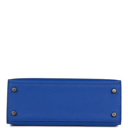 Hermes Kelly Sellier 25 Bleu Royal Epsom Gold Hardware