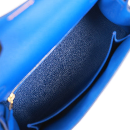 Hermes Kelly Sellier 25 Bleu Royal Epsom Gold Hardware