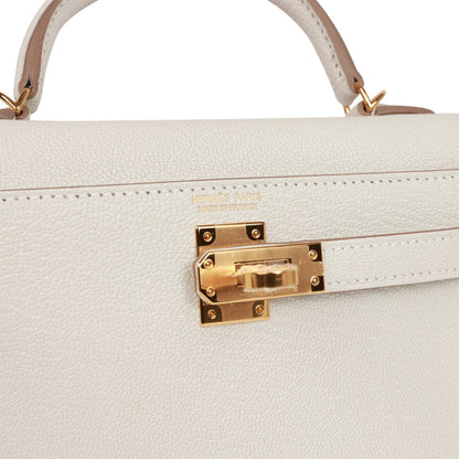 Hermes Kelly Sellier 20 Mushroom Chèvre Gold Hardware