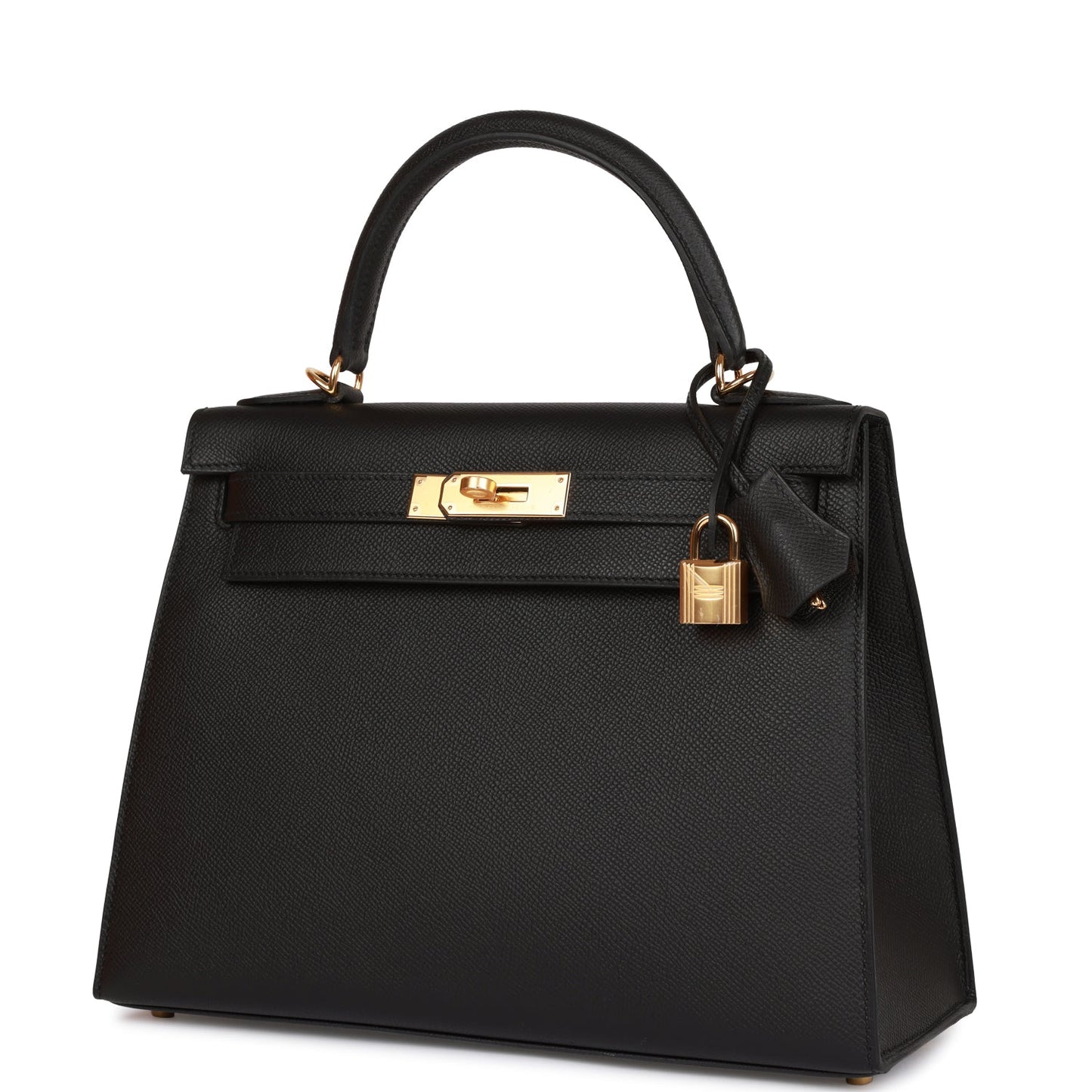 Hermes Kelly Sellier 28 Black Epsom Gold Hardware