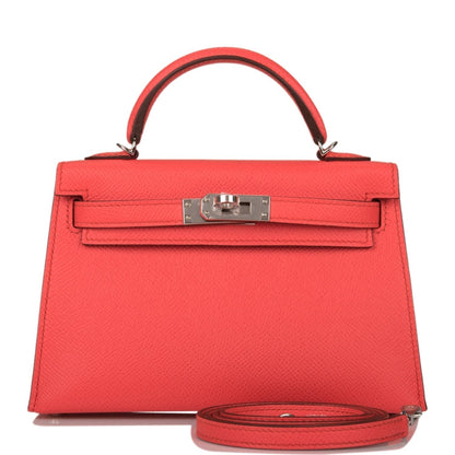 Hermes Kelly Sellier 20 Rose Texas Epsom Palladium Hardware