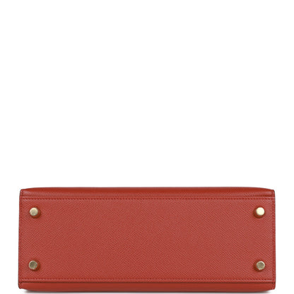 Hermes Kelly Sellier 25 Rouge Venetian Epsom Gold Hardware