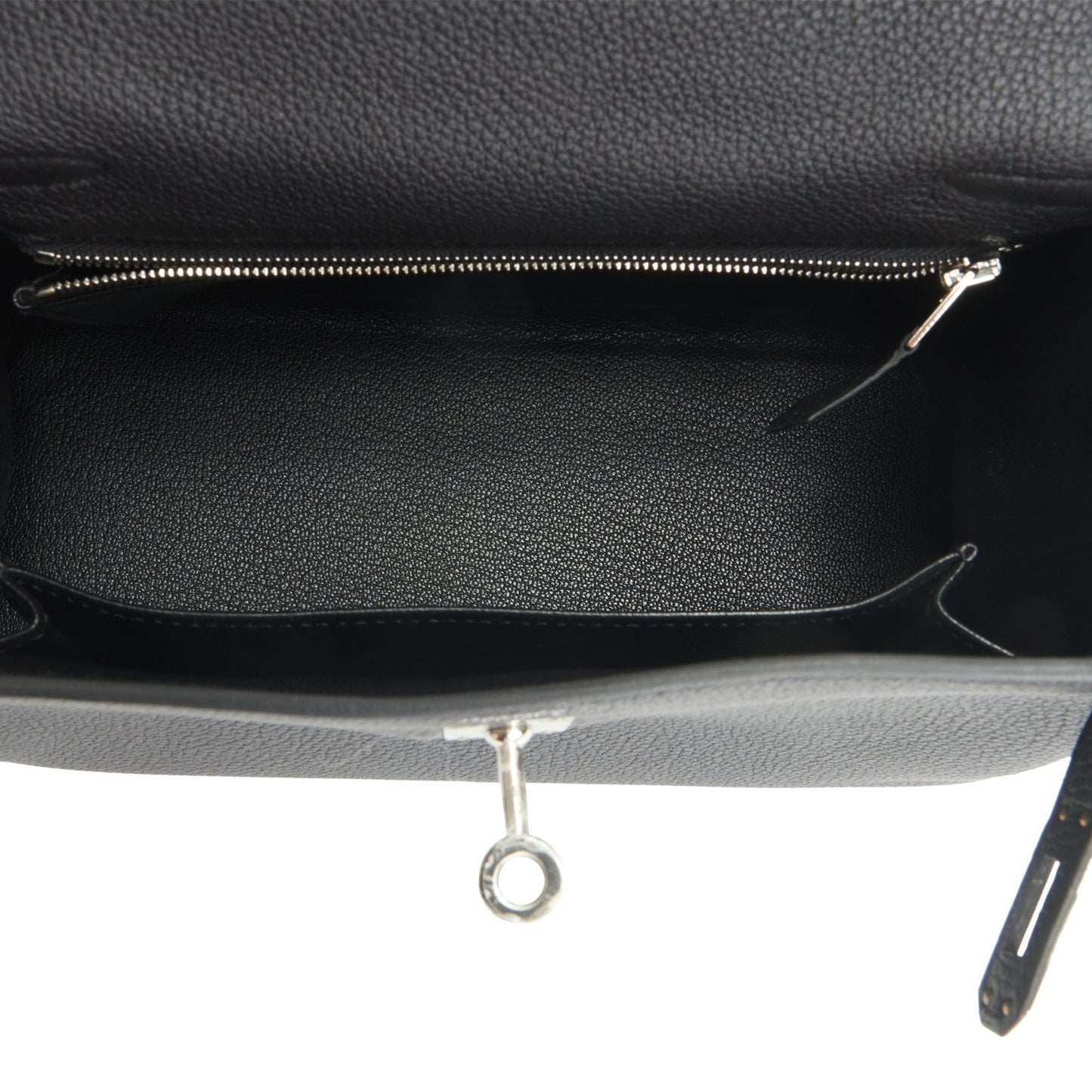 Hermes Kelly Retourne 25 Black Togo Palladium Hardware