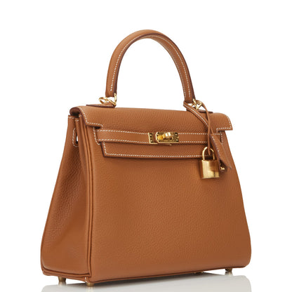 Hermes Kelly Retourne 25 Gold Togo Gold Hardware