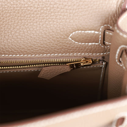 Hermes Kelly Retourne 25 Etoupe Togo Gold Hardware