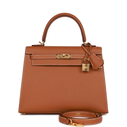 Hermes Kelly Sellier 25 Gold Epsom Gold Hardware