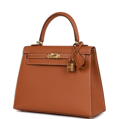 Hermes Kelly Sellier 25 Gold Epsom Gold Hardware