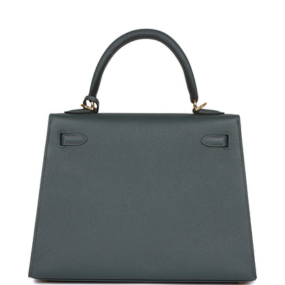 Hermes Kelly Sellier 25 Bleu Orage Epsom Gold Hardware