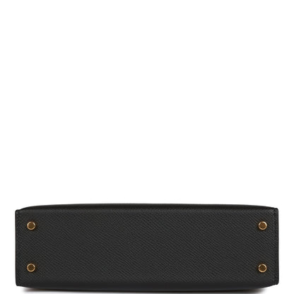 Hermes Kelly Sellier 20 Black Epsom Gold Hardware