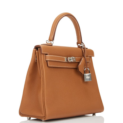 Hermes Kelly Retourne 25 Gold Togo Palladium Hardware