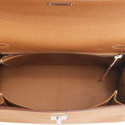 Hermes Kelly Retourne 25 Gold Togo Palladium Hardware