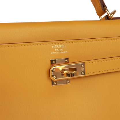 Hermes Kelly Retourne 25 Jaune Ambre Swift Gold Hardware