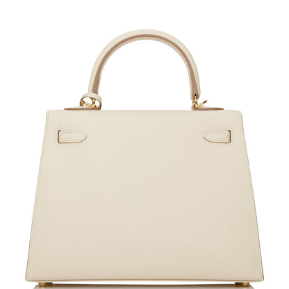 Hermes Kelly Sellier 25 Craie Epsom Gold Hardware