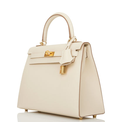 Hermes Kelly Sellier 25 Craie Epsom Gold Hardware