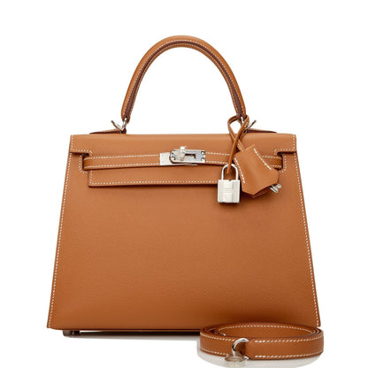 Hermes Kelly Sellier 25 Gold Epsom Palladium Hardware