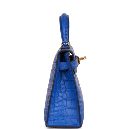 Hermes Kelly Sellier 20 Bleu Royal Matte Alligator Gold Hardware