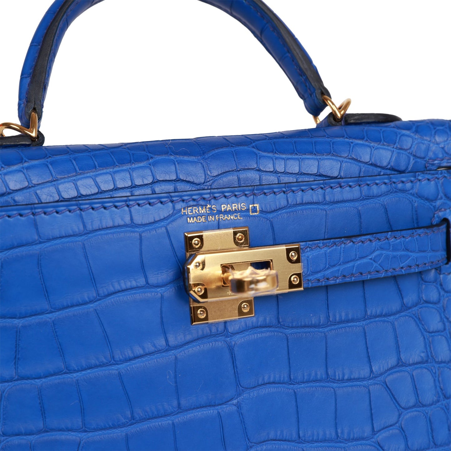 Hermes Kelly Sellier 20 Bleu Royal Matte Alligator Gold Hardware