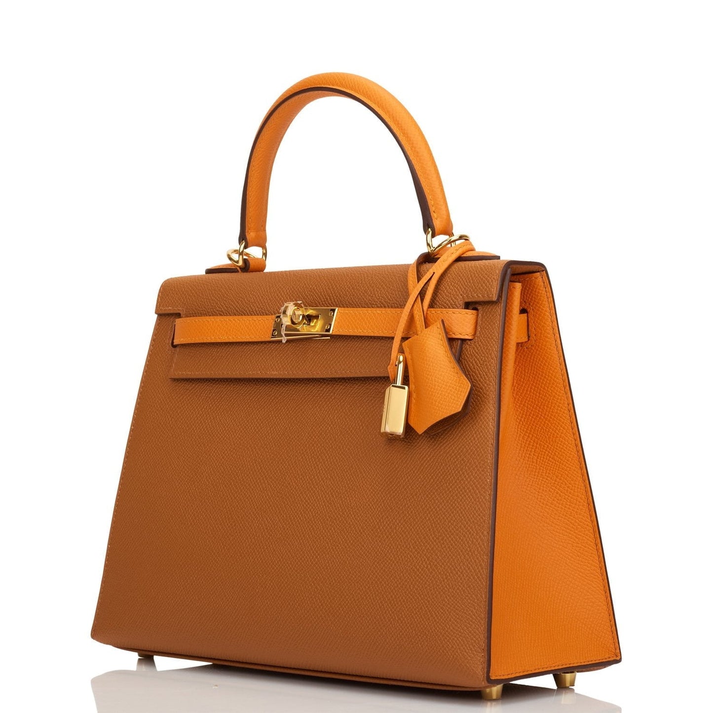 Hermes Special Order (HSS) Kelly Sellier 25 Gold and Apricot Epsom Gold Hardware