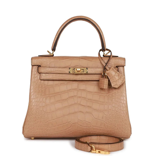 Hermes Kelly Retourne 25 Chai Matte Alligator Gold Hardware