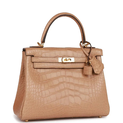 Hermes Kelly Retourne 25 Chai Matte Alligator Gold Hardware