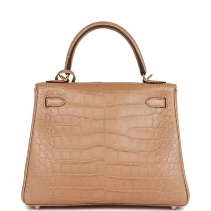 Hermes Kelly Retourne 25 Chai Matte Alligator Gold Hardware