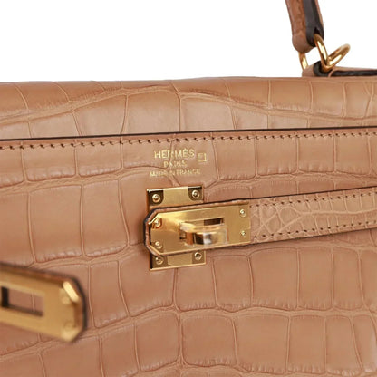 Hermes Kelly Retourne 25 Chai Matte Alligator Gold Hardware