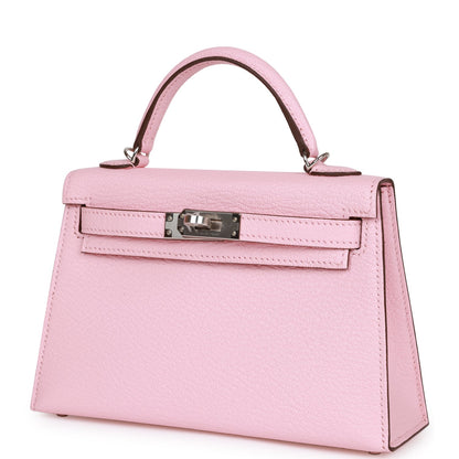 Hermes Kelly Sellier 20 Rose Sakura Chevre Palladium Hardware