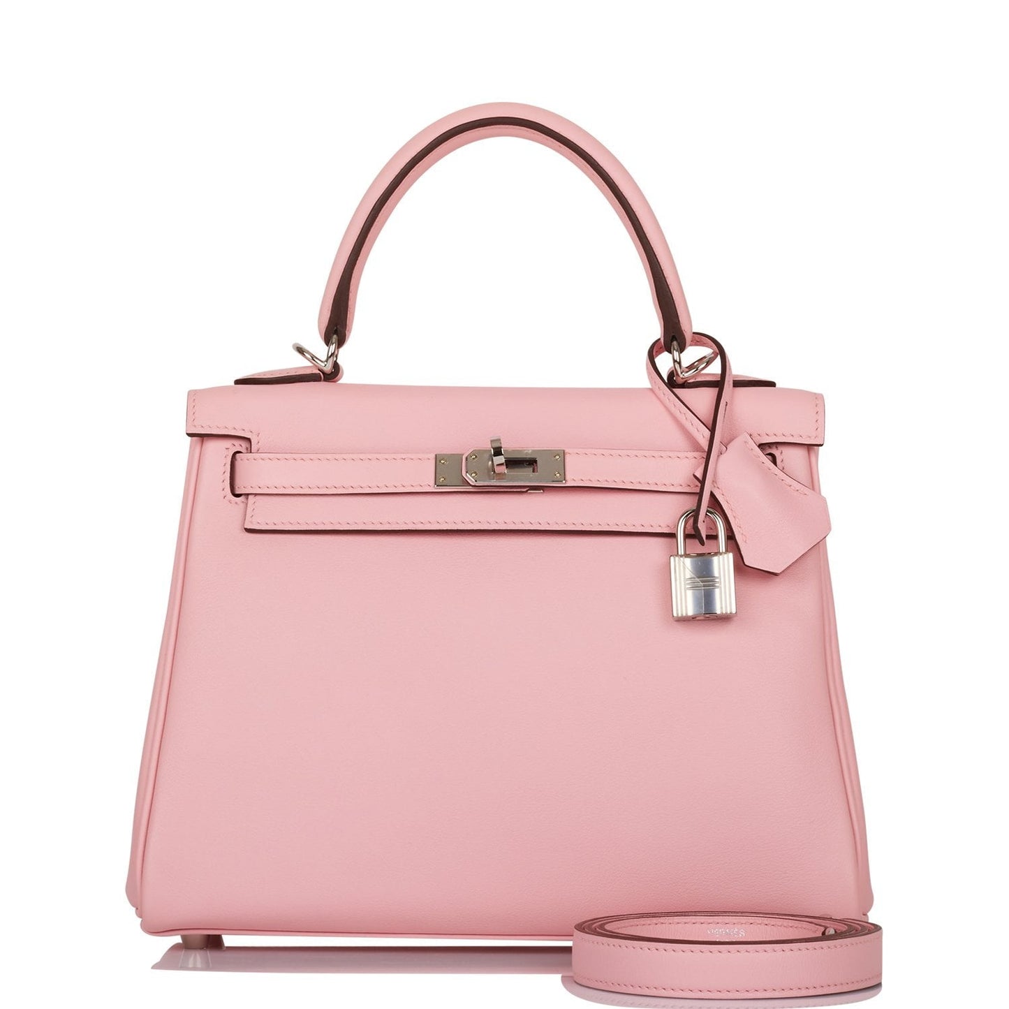 Hermes Kelly Retourne 25 Rose Sakura Swift Palladium Hardware