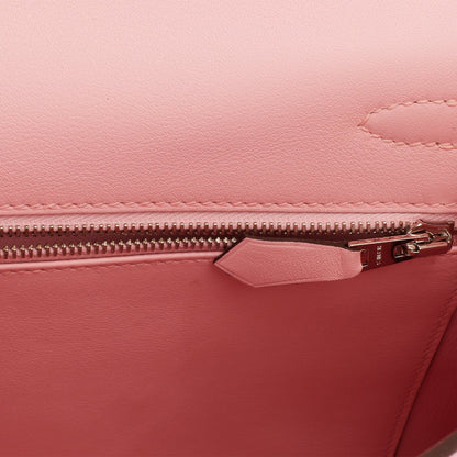 Hermes Kelly Retourne 25 Rose Sakura Swift Palladium Hardware