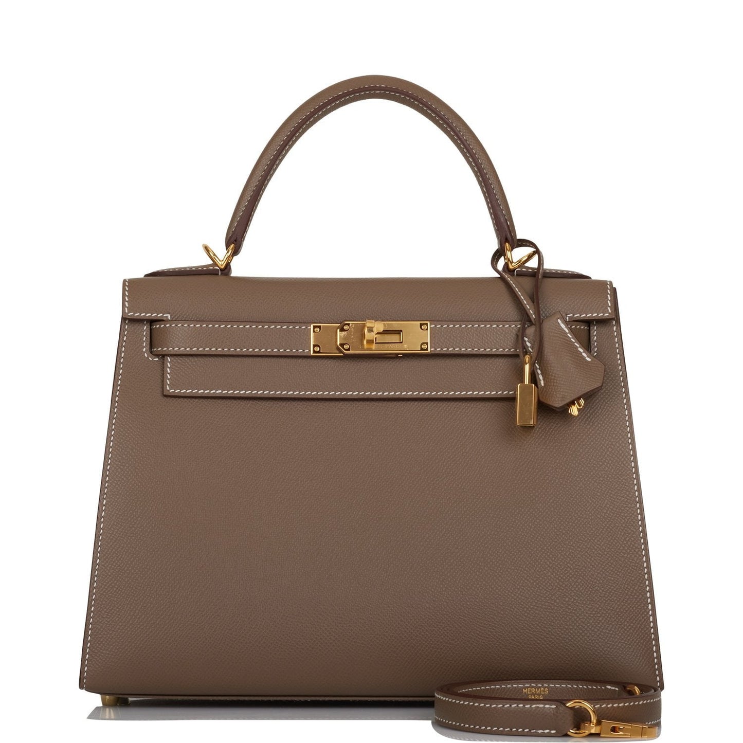 Hermes Kelly Sellier 28 Etoupe Epsom Gold Hardware