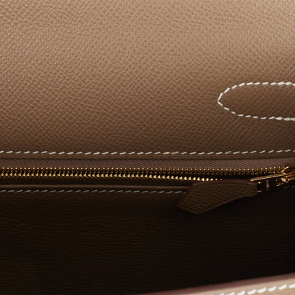 Hermes Kelly Sellier 28 Etoupe Epsom Gold Hardware