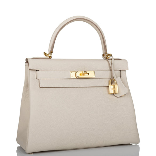 Hermes Kelly Retourne 28 Craie Togo Gold Hardware