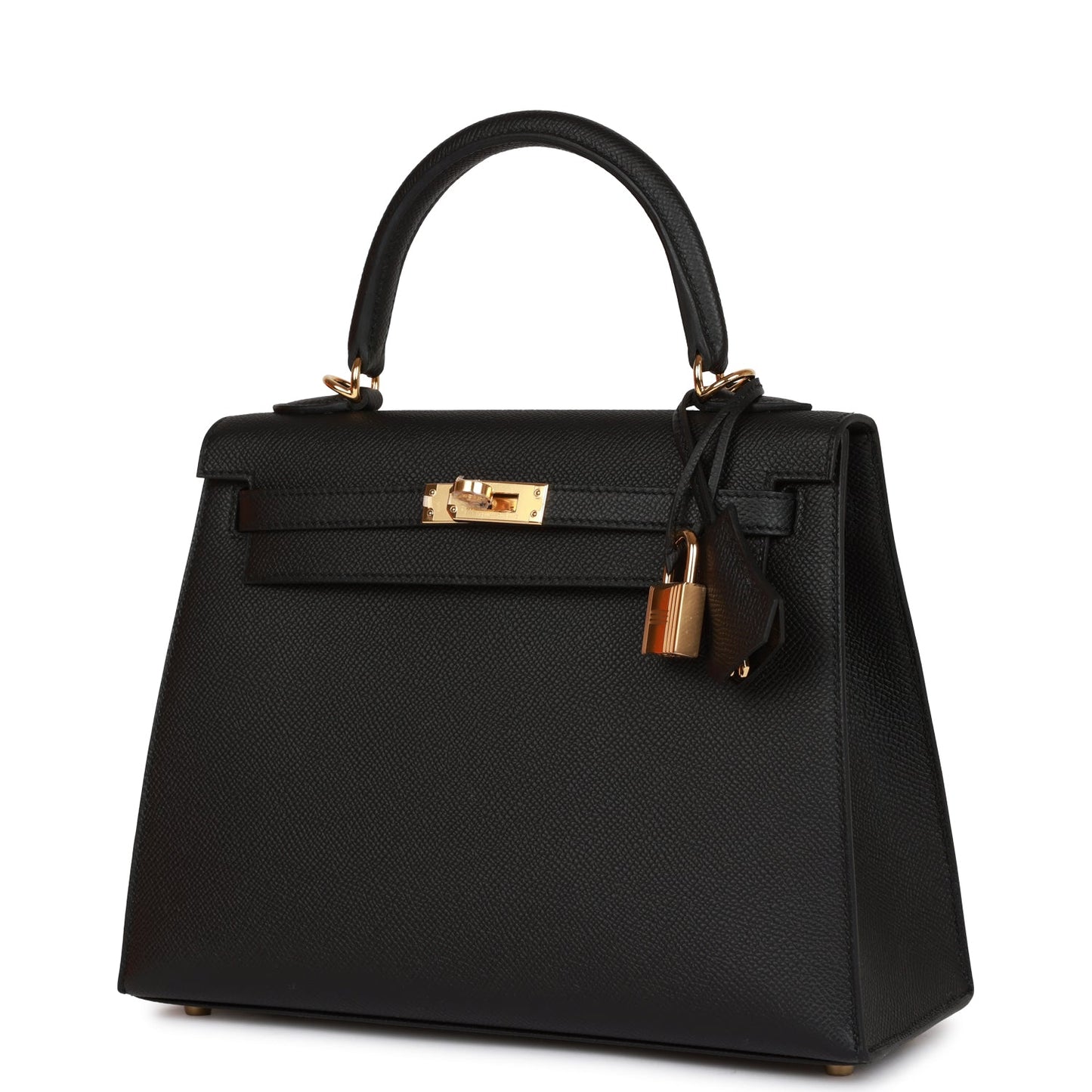 Hermes Kelly Sellier 25 Black Epsom Gold Hardware