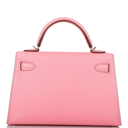 Hermes Kelly Sellier 20 Rose Confetti Verso Chevre Palladium Hardware