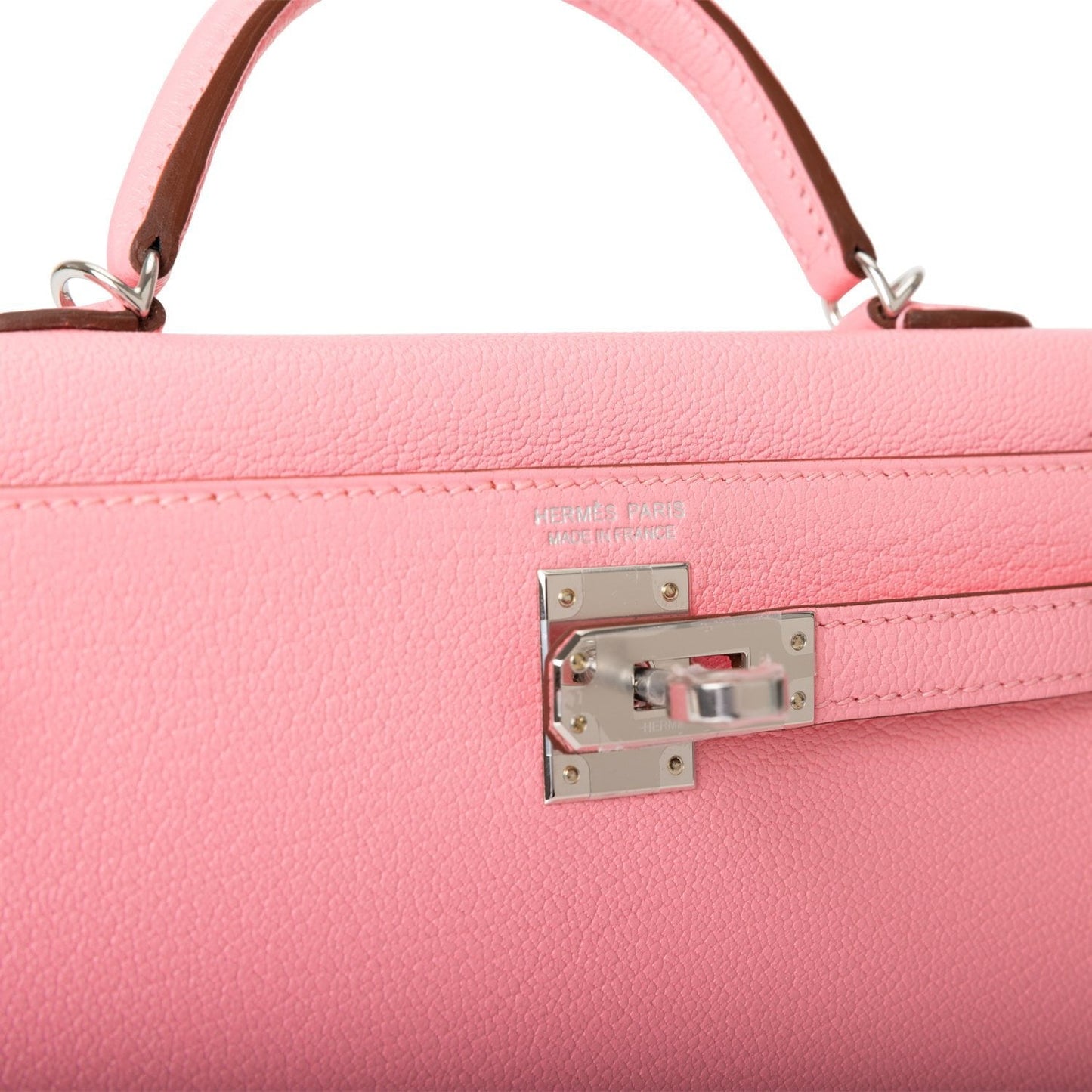 Hermes Kelly Sellier 20 Rose Confetti Verso Chevre Palladium Hardware