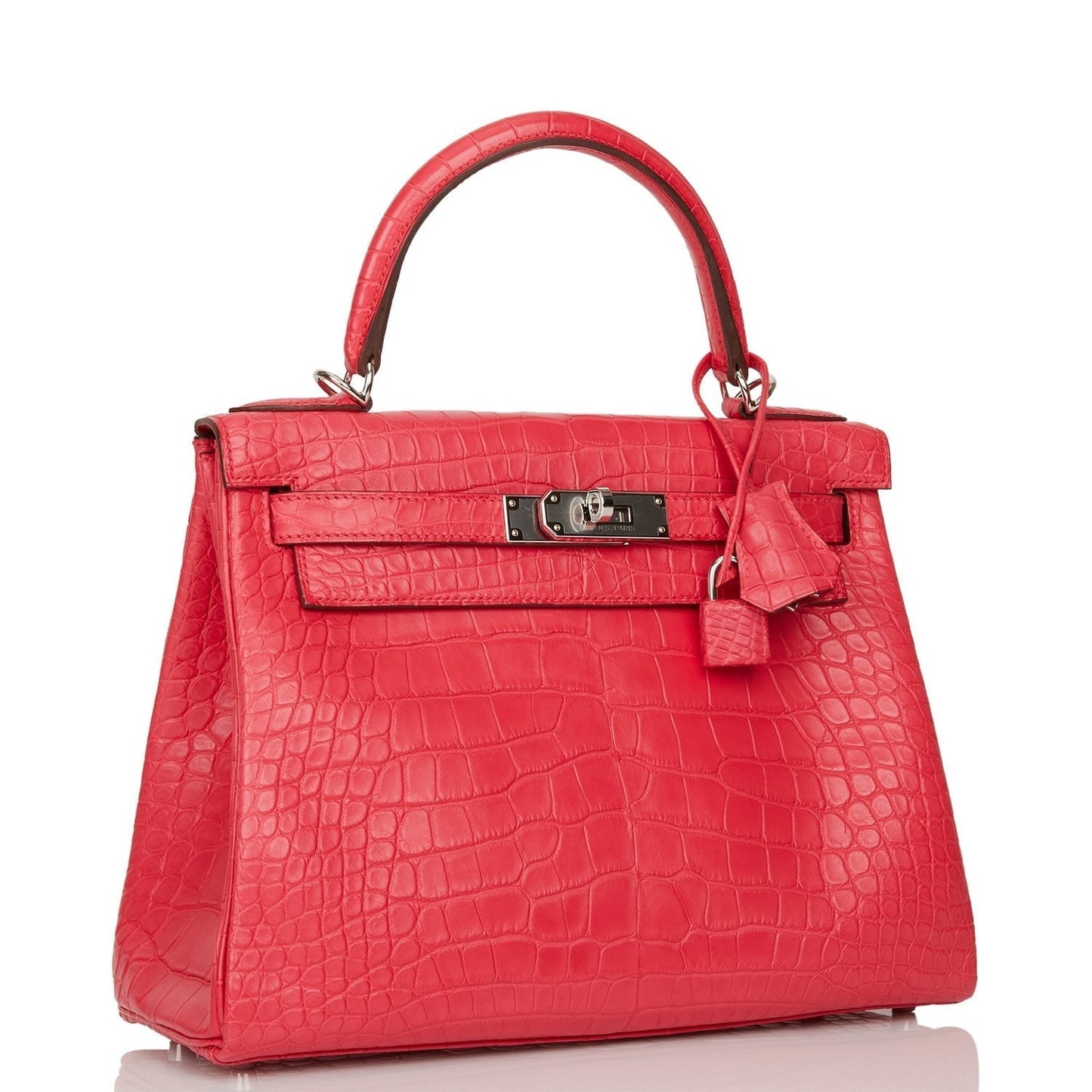 Hermes Kelly Retourne 28 Rose Extreme Matte Alligator Palladium Hardware