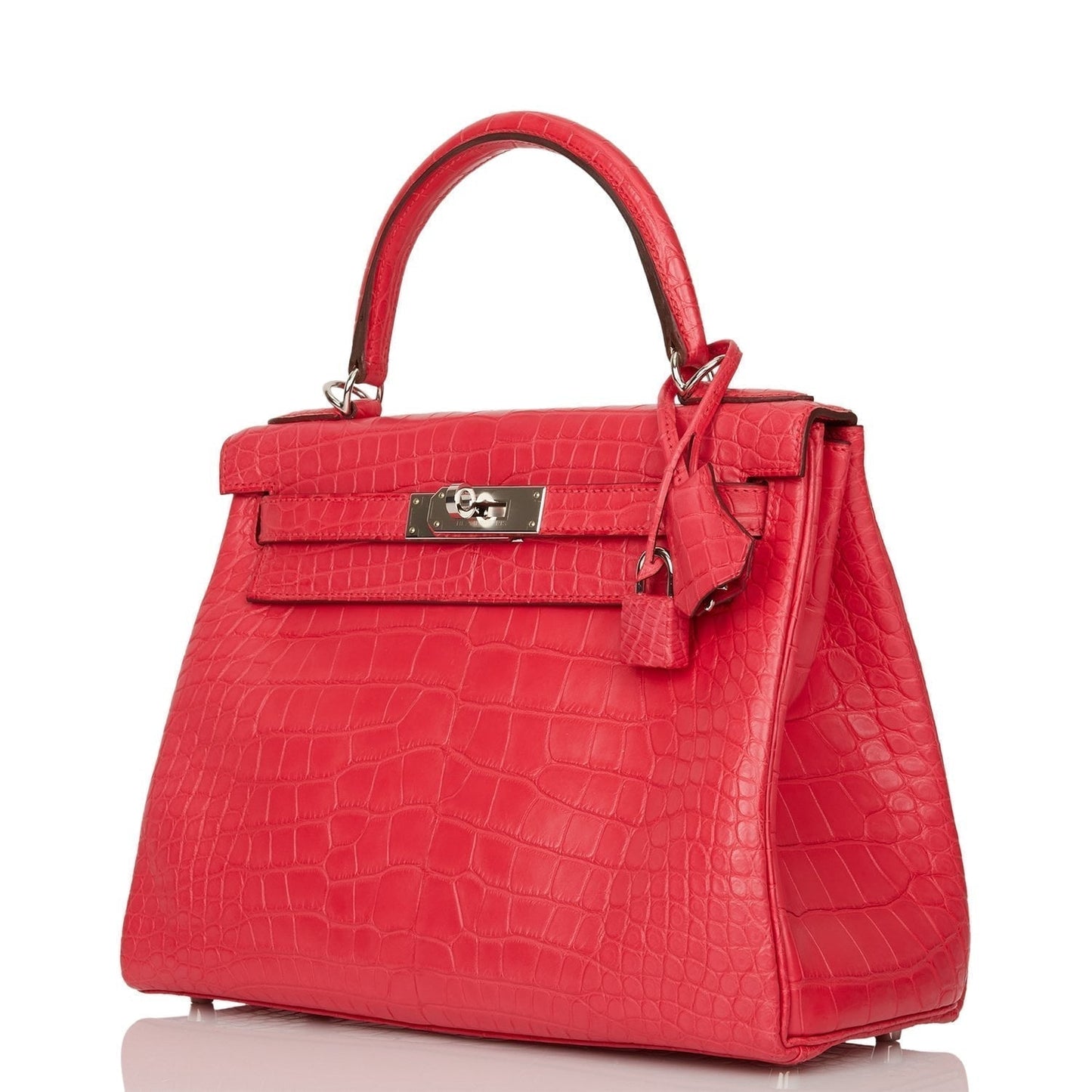 Hermes Kelly Retourne 28 Rose Extreme Matte Alligator Palladium Hardware