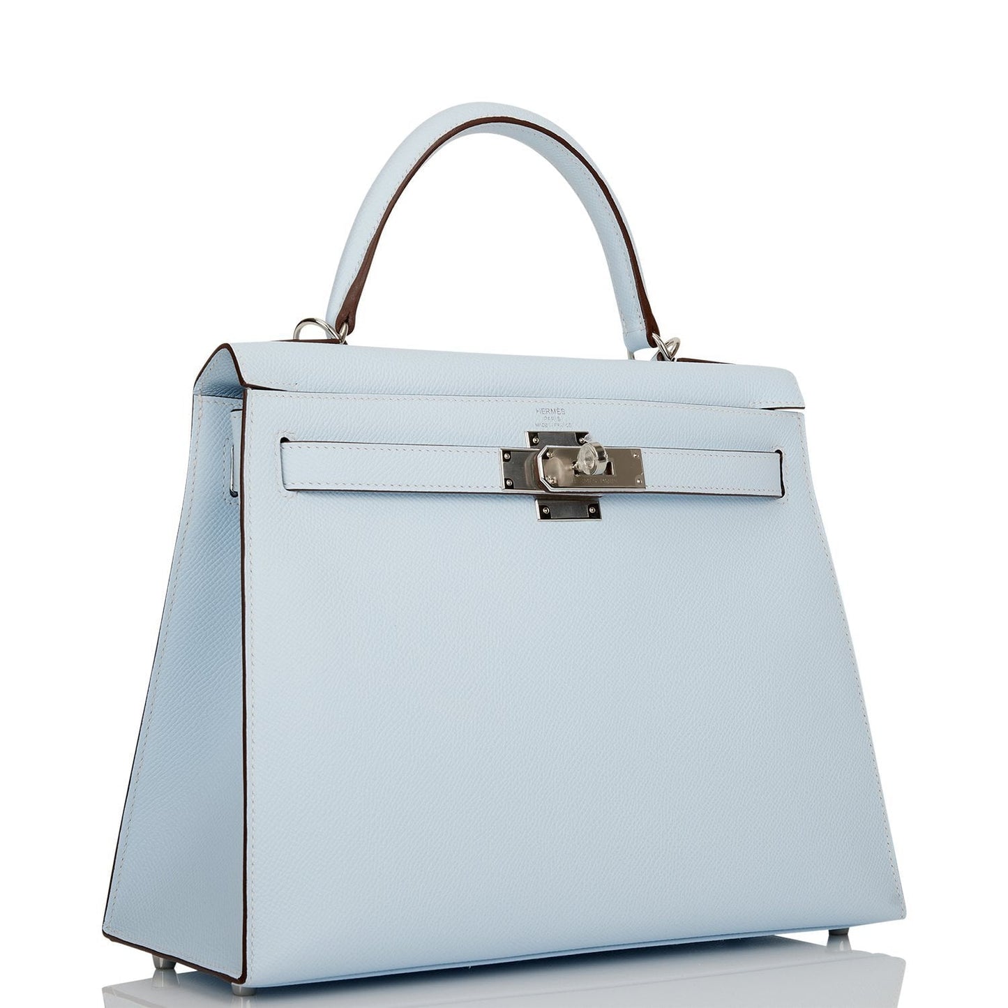 Hermes Kelly Sellier 28 Bleu Brume Epsom Palladium Hardware