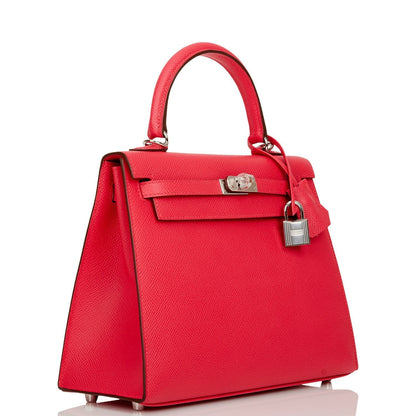 Hermes Kelly Sellier 25 Rose Extreme Epsom Palladium Hardware