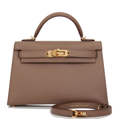 Hermes Special Order (HSS) Kelly Sellier 20 Etoupe Verso Epsom Gold Hardware